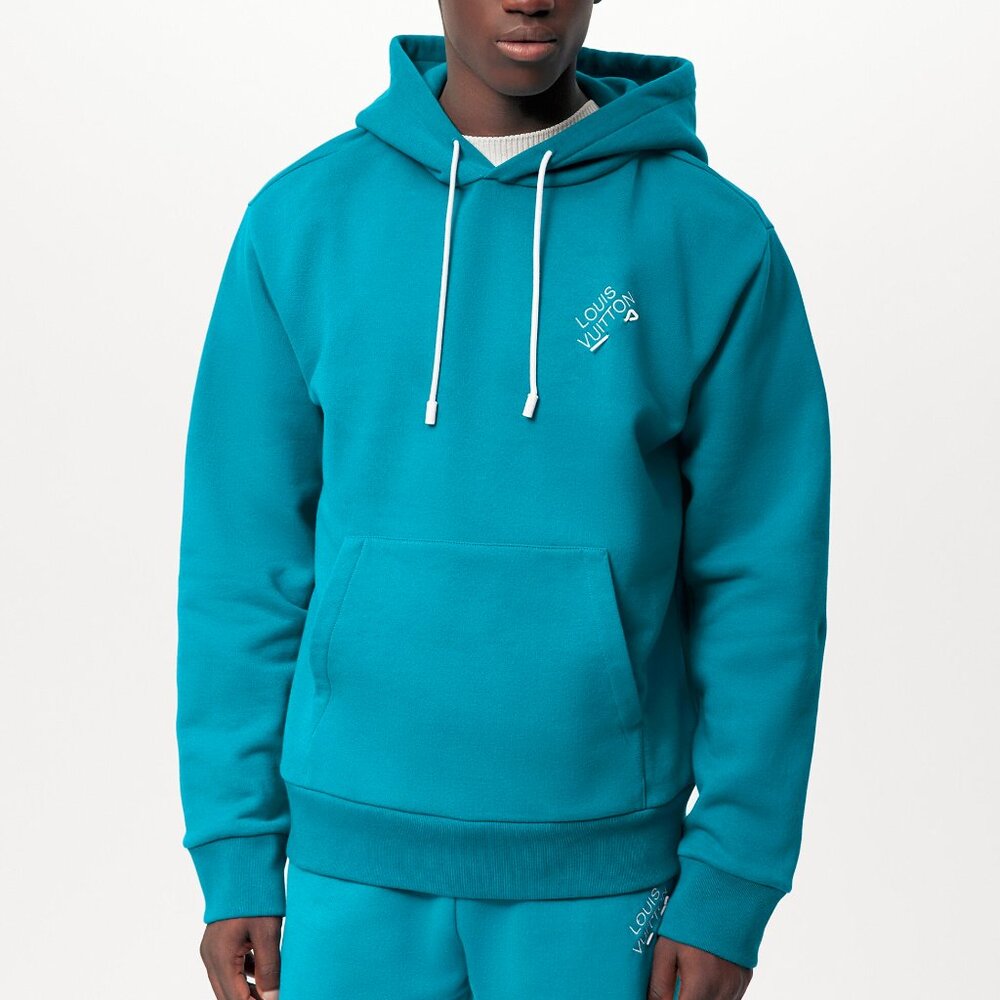 Louis Vuitton Pigeon Blue Embroidered Signature Cotton Hoodie